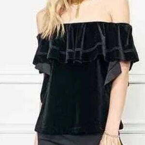 Rachel Zoe Black Velvet Off-Shoulder Top